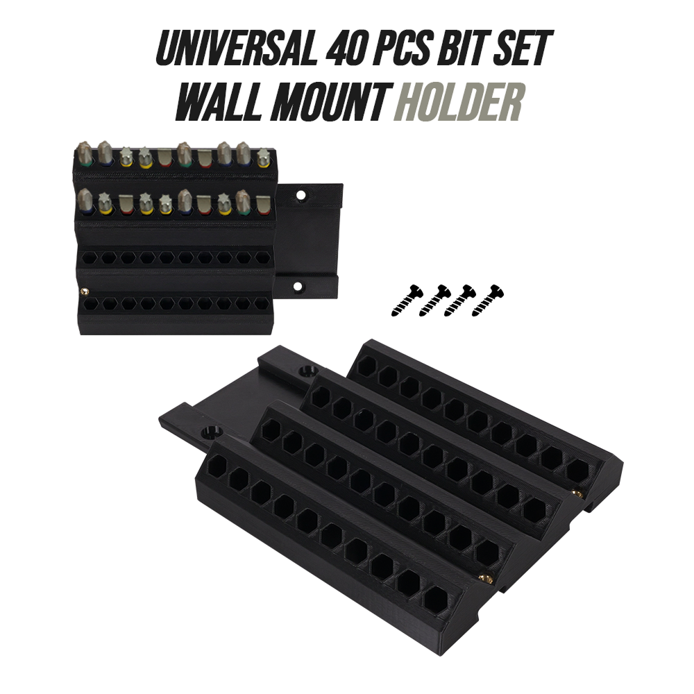 Universal 40 Pcs Bit Set Wall-Mount Holder