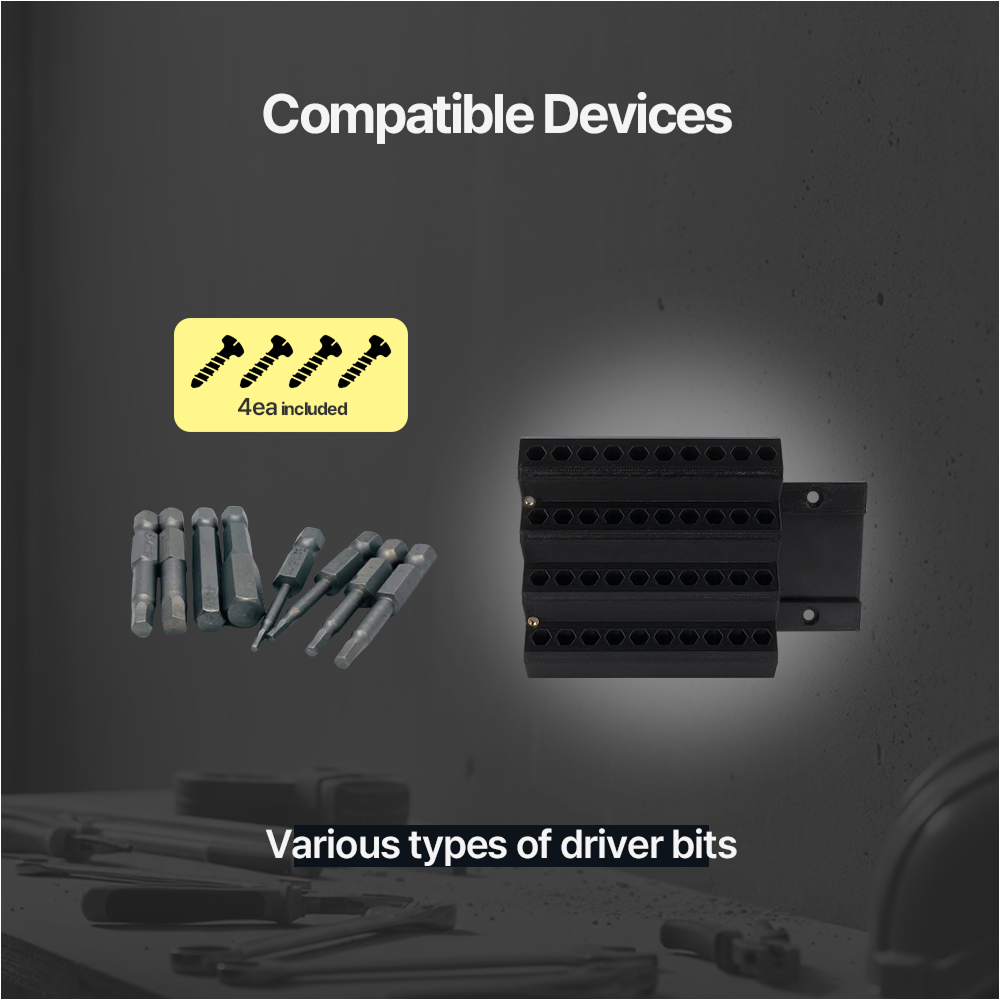 Universal 40 Pcs Bit Set Wall-Mount Holder