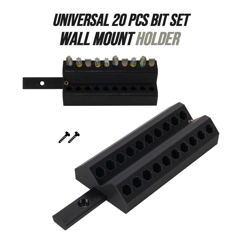 Universal 20 Pcs Bit Set Wall-Mount Holder