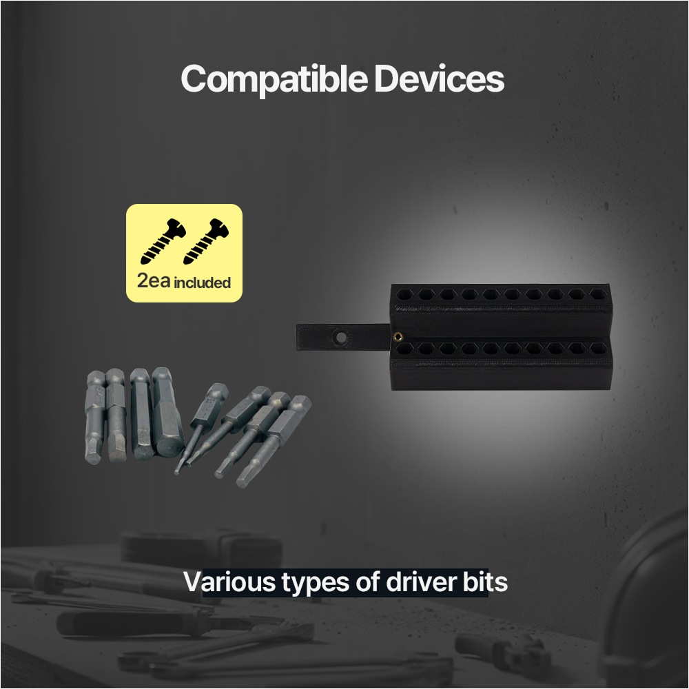 Universal 20 Pcs Bit Set Wall-Mount Holder