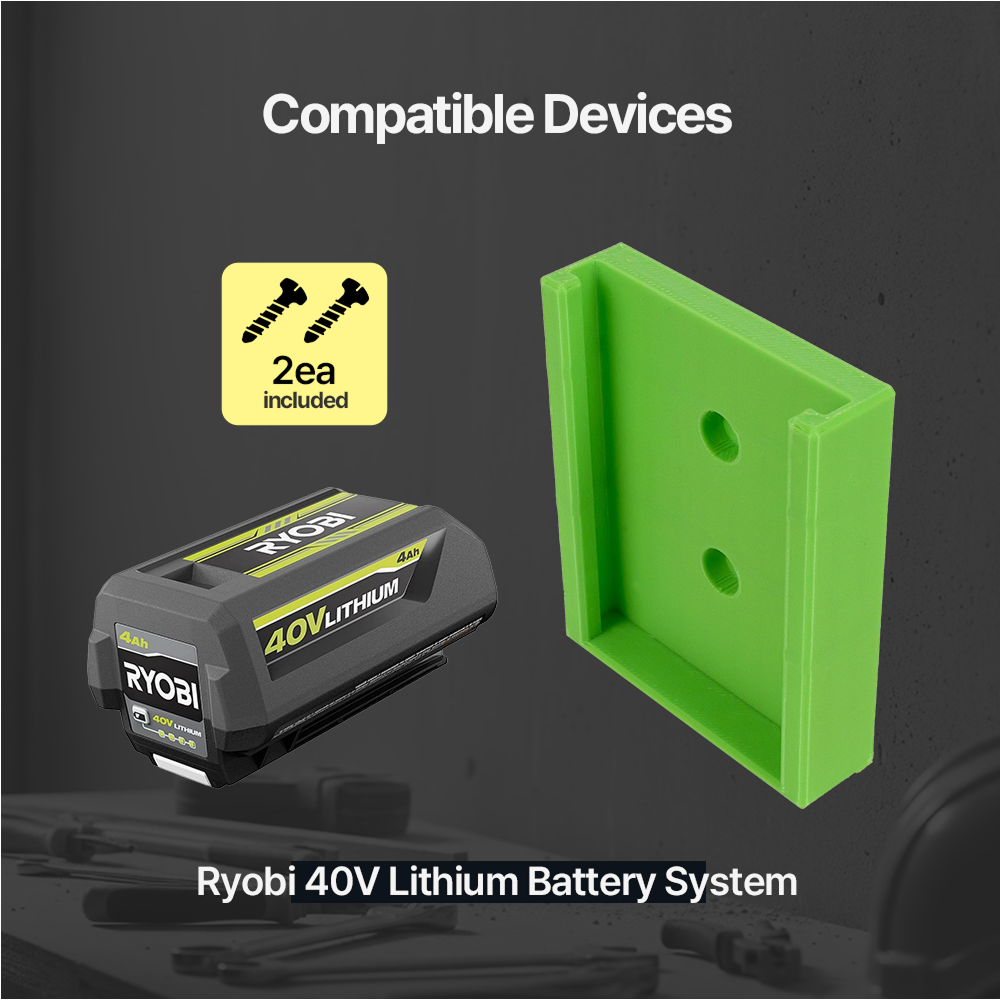 Ryobi 40V Battery Storage Holder – Wall Mount Organizer