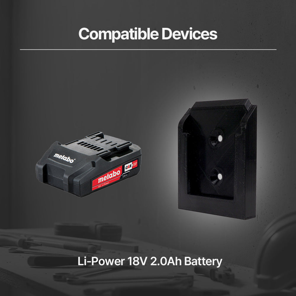 Metabo CAS 18V Battery 1-Pack Wall Mount – Wall-Mountable Battery Rack – Space-Saving Storage Organizer