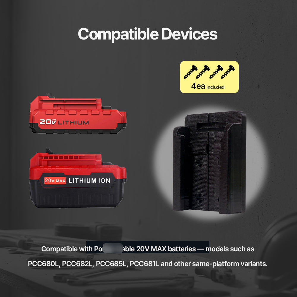 Porter Cable 20V Battery Mount – Wall Organizer Holder