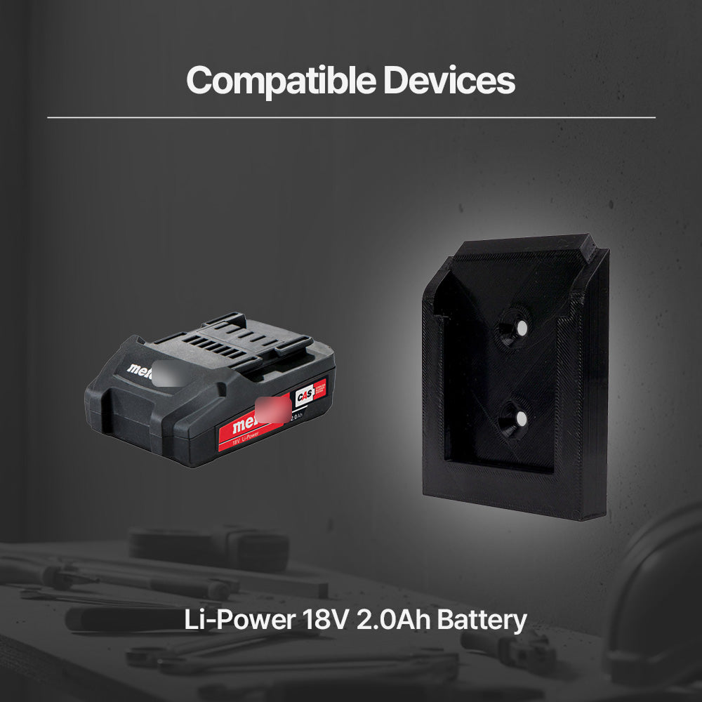 Metabo CAS 18V Battery 1-Pack Wall Mount – Wall-Mountable Battery Rack – Space-Saving Storage Organizer