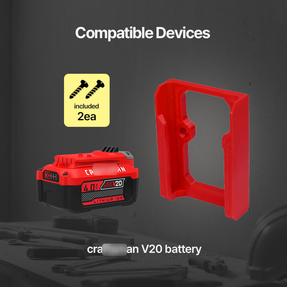 Craftsman V20 Battery Mount / Holder – Wall-Mounted Organizer