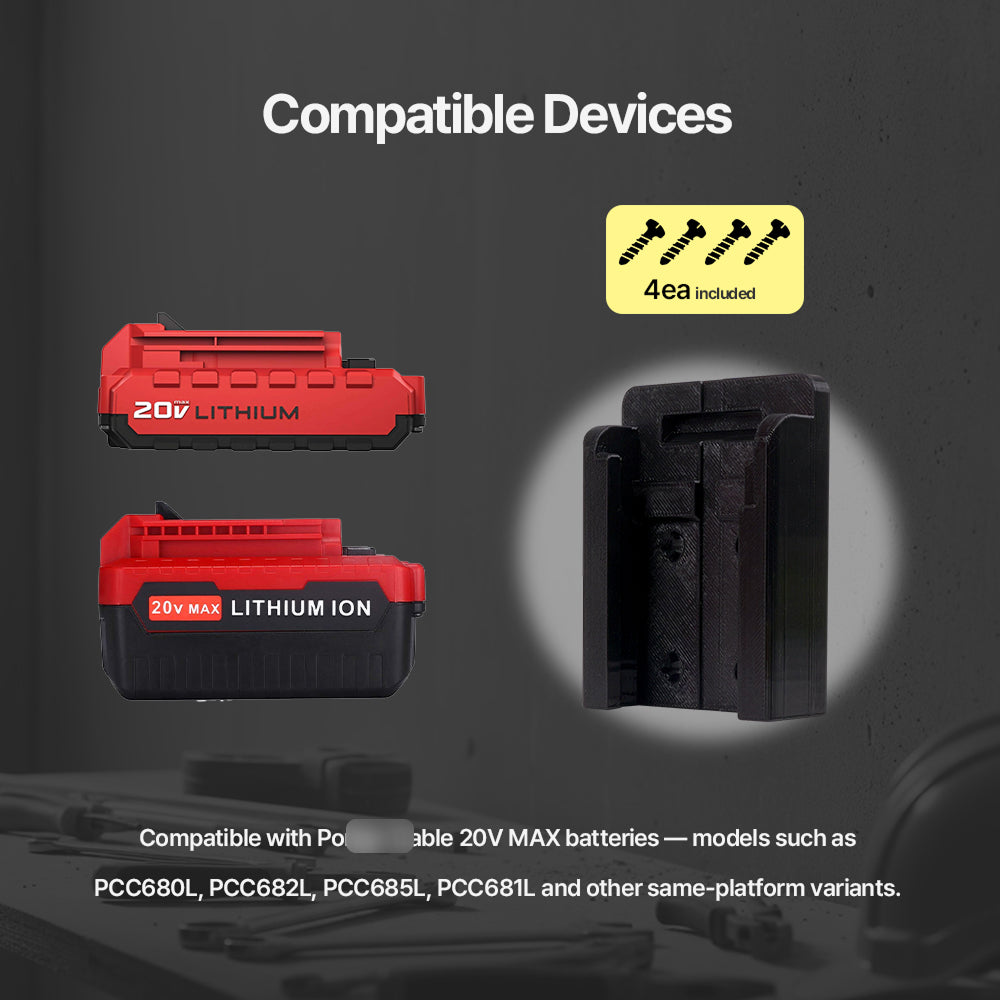 Porter Cable 20V Battery Mount – Wall Organizer Holder