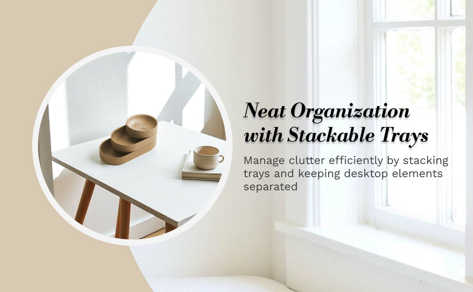 3-Piece Stackable Desk Trays – 3 Tier Paper Organizer with Large, Medium & Small Trays – Modern Stackable Document Holder for Home Office Desk Storage