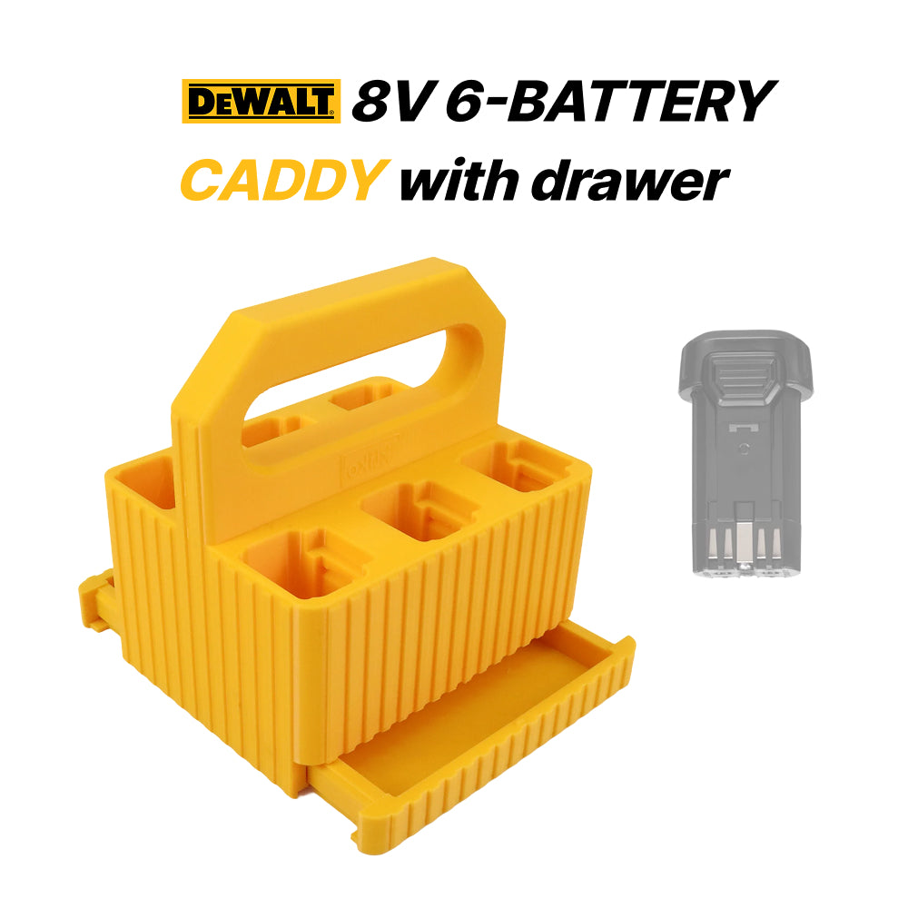 Dewalt 8V battery X6 caddy with drawer