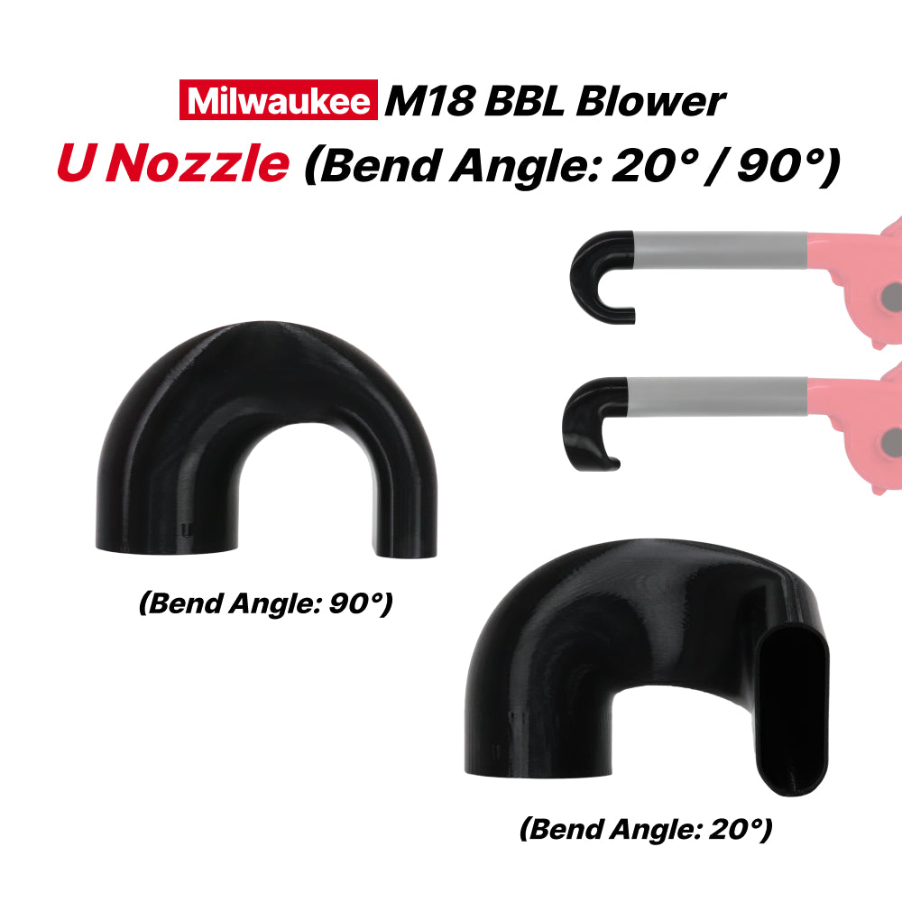 Milwaukee M18 BBL Blower Curved Nozzle – U Shape 20° & 90° Options
