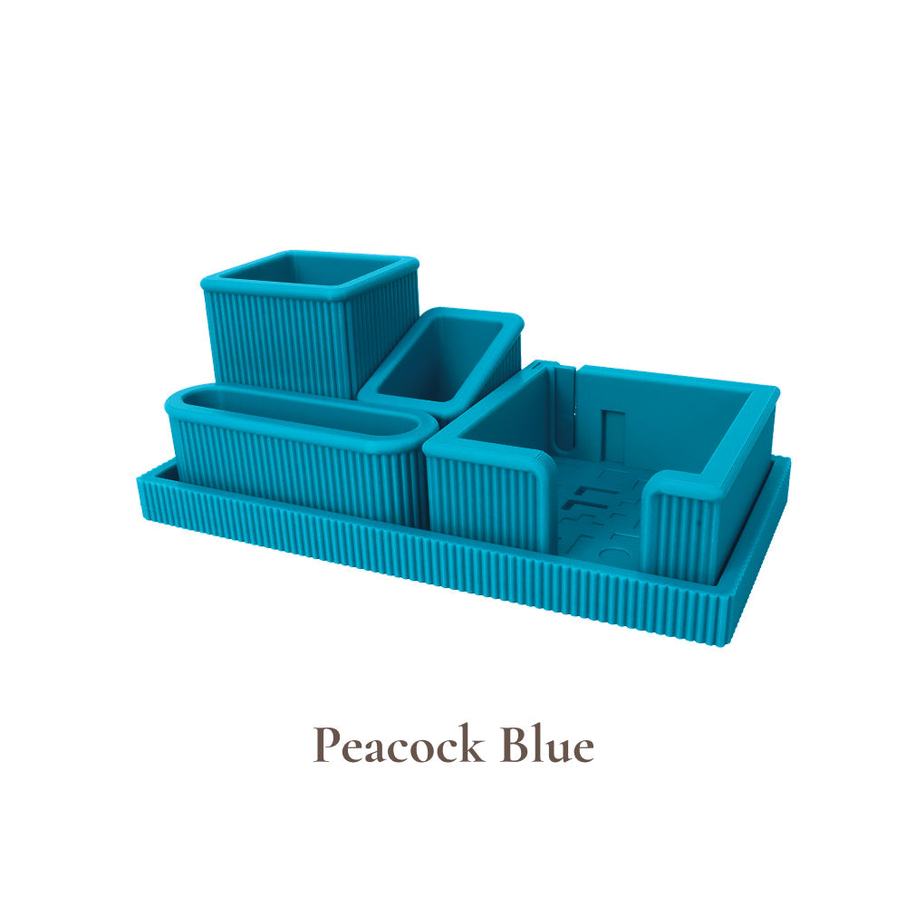 Vertical Groove Desk Organizer Set – Dual Card Slot & Standard Storage Options
