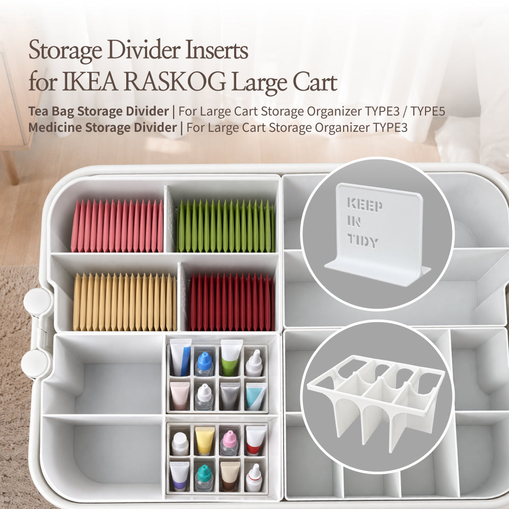 IKEA RÅSKOG 2025 Renewal Large Cart Storage Divider Inserts – Tea Bag & Medicine Organizer