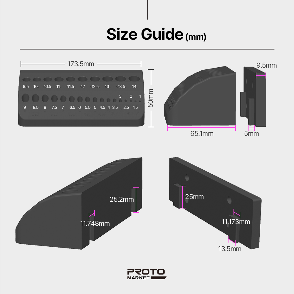 Metric drill bit set wall mount 1mm to 14 – Wall-Mounted Metric Drill Bit Holder – Keeps drill bits organized