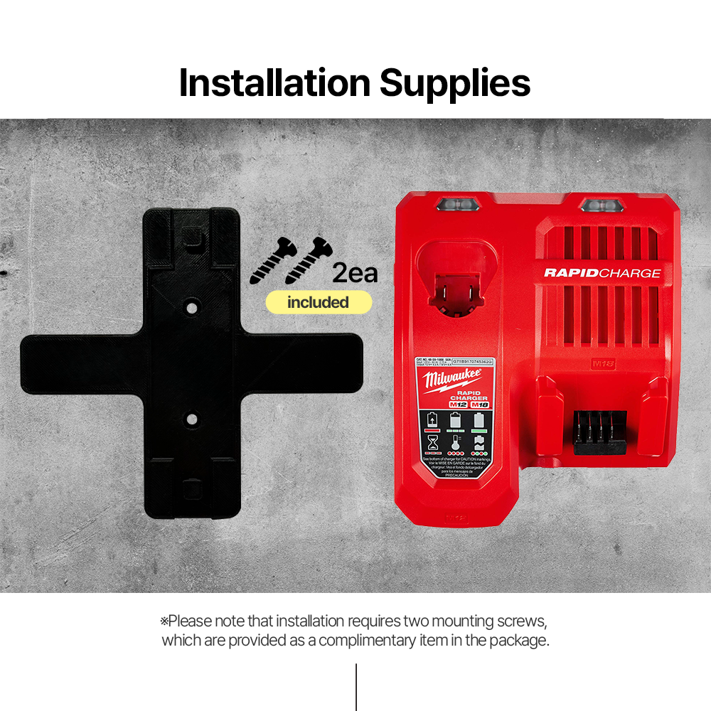 Milwaukee M12 M18 Charger Wall Mount – Cross Shape Design for Easy Access and for Space-Saving Organization - Secure