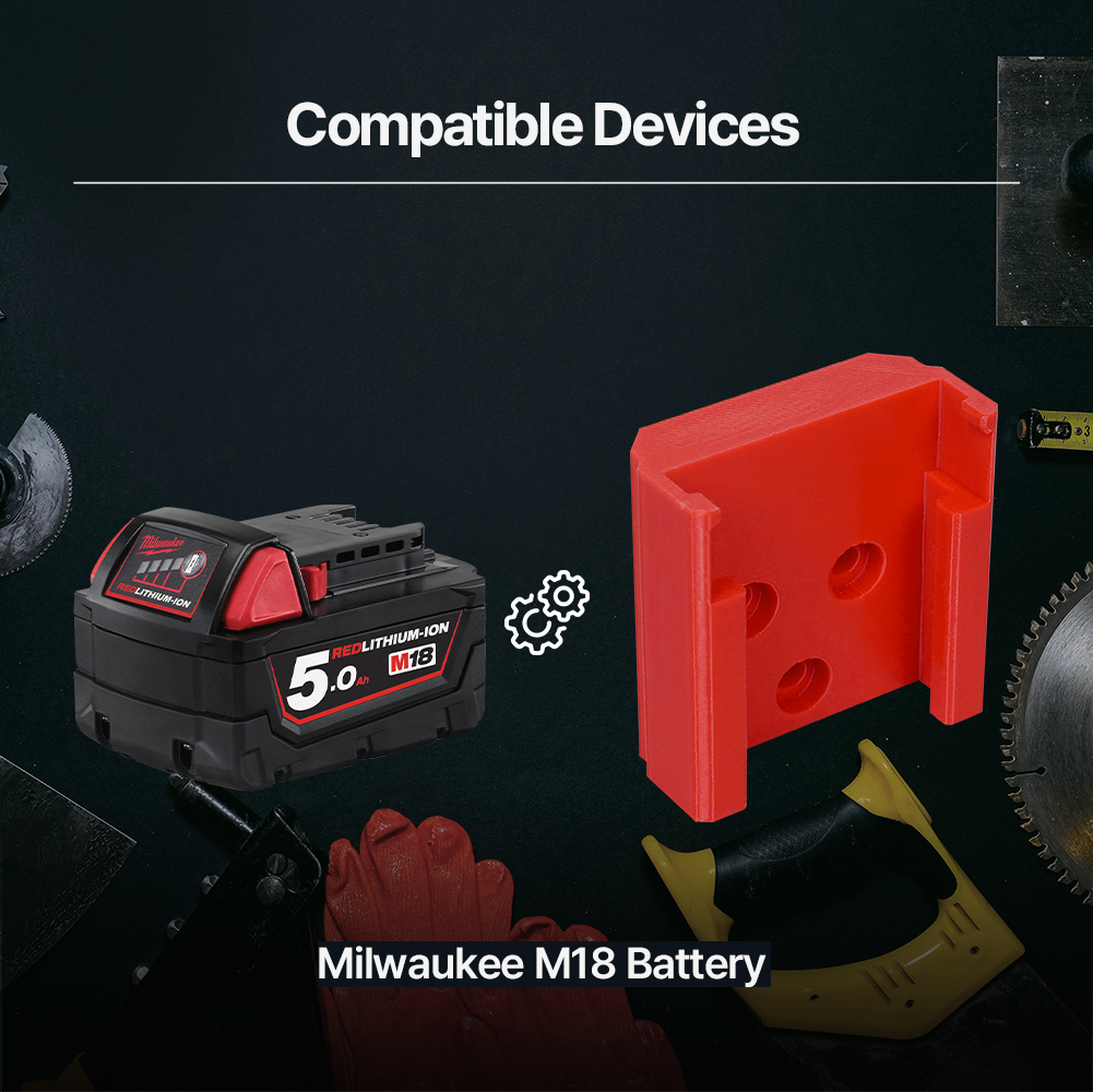 Milwaukee M18 Battery Holder With Lock – Lockable Milwaukee M18 battery mount – Secure wall-mounted storage