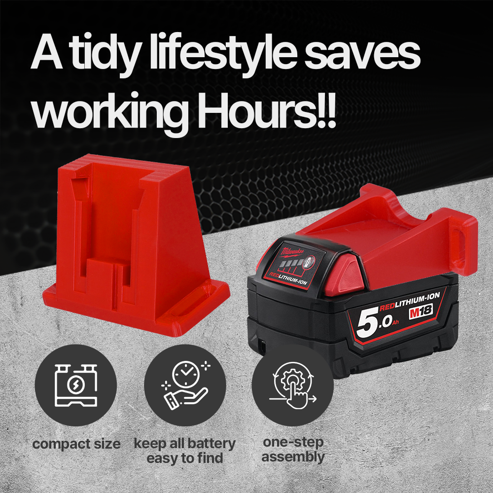 Milwaukee M18 Horizontal Battery Holder Wall mount -Durable and Compact Storage Solution Versatile Storage Organizer