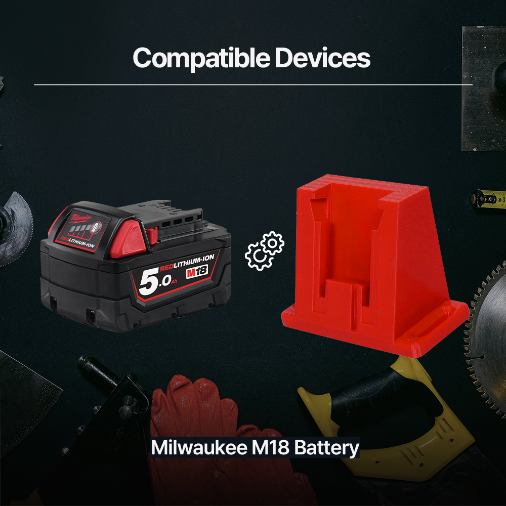 Milwaukee M18 Horizontal Battery Holder Wall mount -Durable and Compact Storage Solution Versatile Storage Organizer