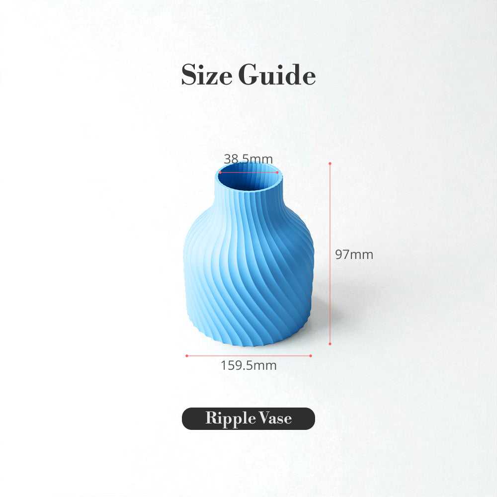 Minimalist Ripple Vase – Sky Blue Eco Friendly PLA for Flowers & Modern Home Decor Furniture
