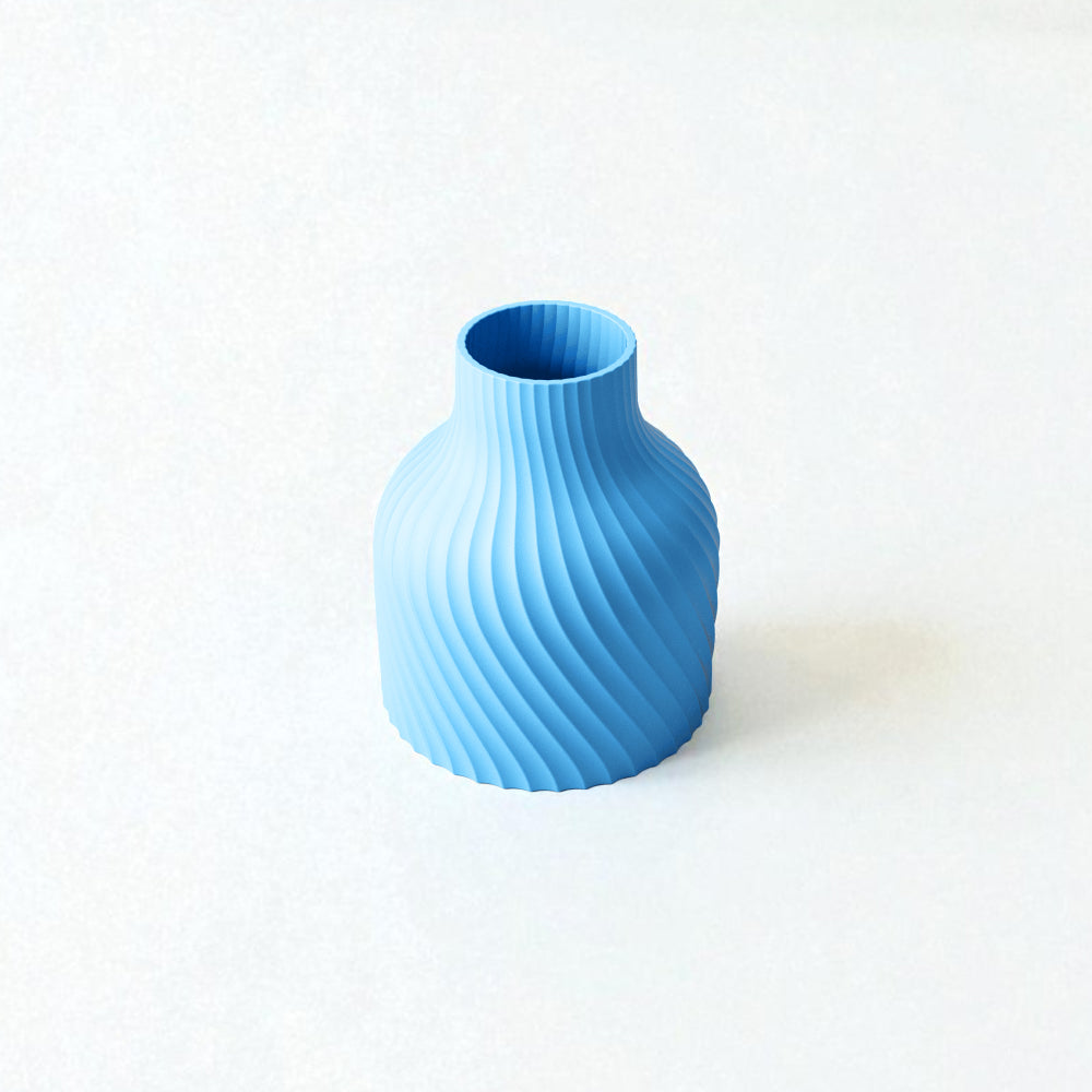 Minimalist Ripple Vase – Sky Blue Eco Friendly PLA for Flowers & Modern Home Decor Furniture