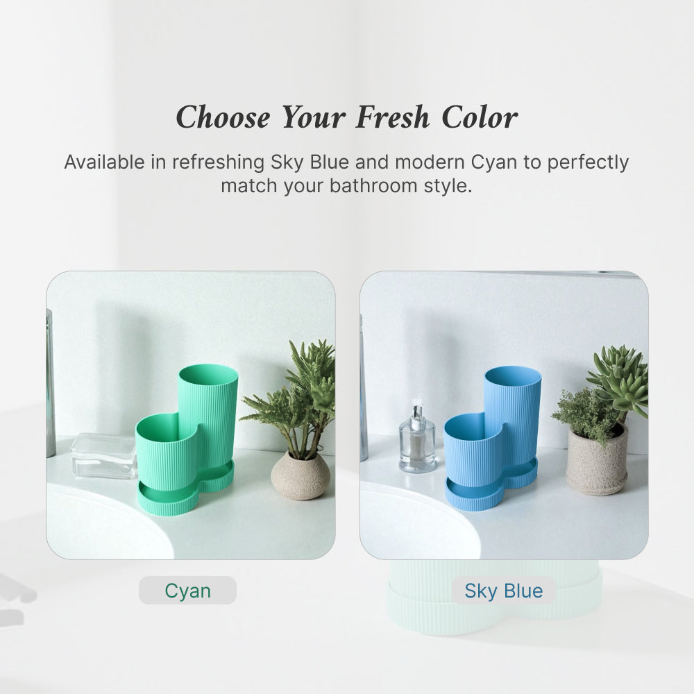 Minimalist Toothbrush Holder – Sky Blue & Cyan Eco Friendly PLA Bathroom Organizer Furniture