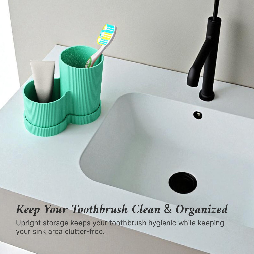 Minimalist Toothbrush Holder – Sky Blue & Cyan Eco Friendly PLA Bathroom Organizer Furniture