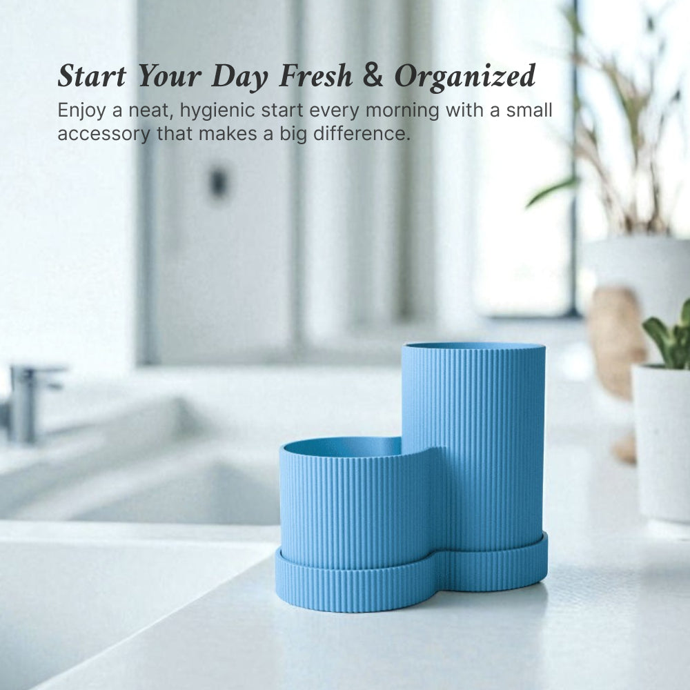 Minimalist Toothbrush Holder – Sky Blue & Cyan Eco Friendly PLA Bathroom Organizer Furniture