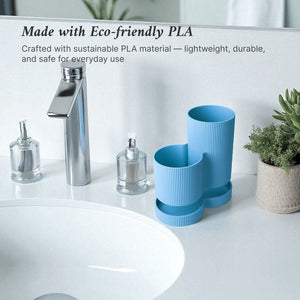 Minimalist Toothbrush Holder – Sky Blue & Cyan Eco Friendly PLA Bathroom Organizer Furniture