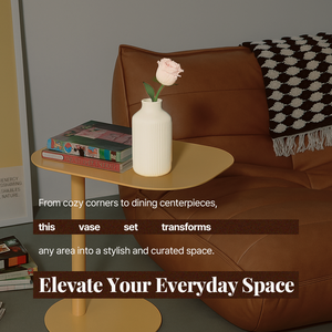 Minimalist Vase Set – 2pcs Brown & Ivory Decorative Modern Home & Office Planters Furniture