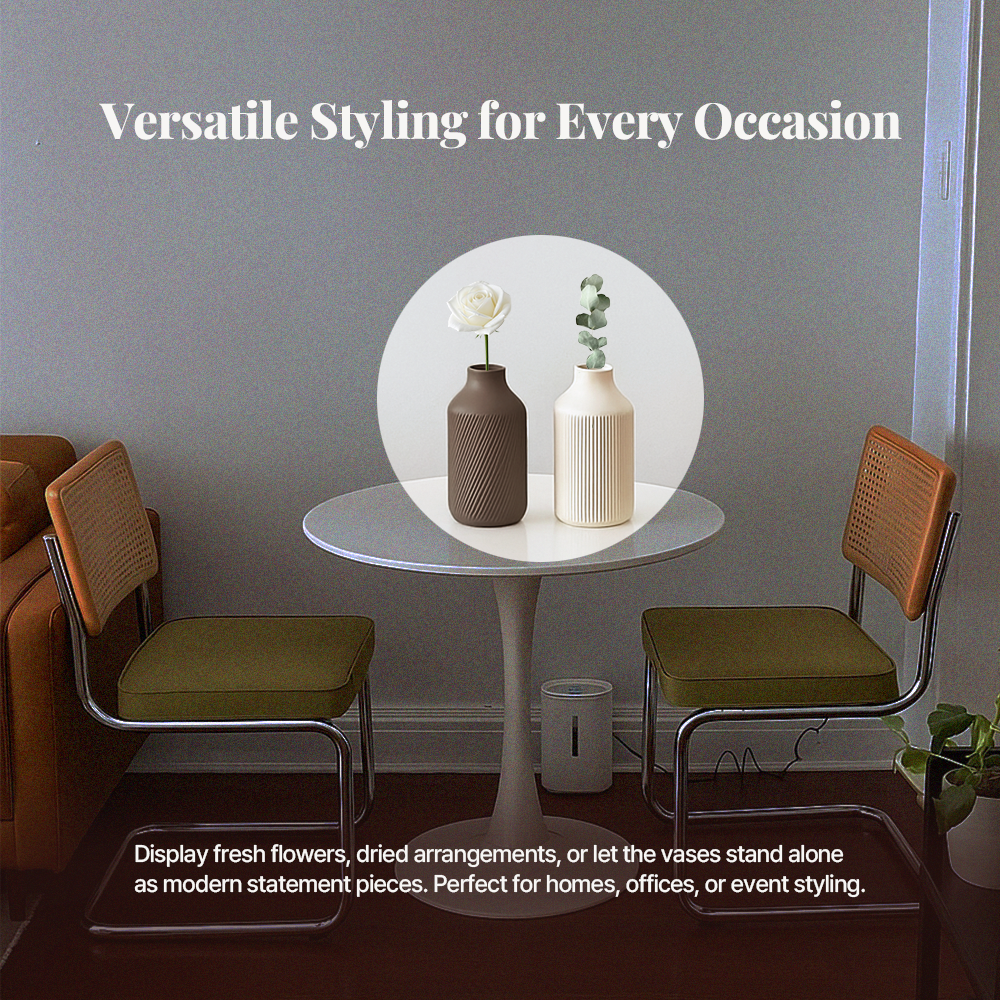 Minimalist Vase Set – 2pcs Brown & Ivory Decorative Modern Home & Office Planters Furniture