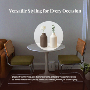 Minimalist Vase Set – 2pcs Brown & Ivory Decorative Modern Home & Office Planters Furniture