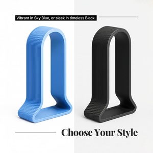 Modern Desk Headphone Stand – Black & Sky Blue Eco Friendly PLA Desk Organizer Minimalist Design Furniture