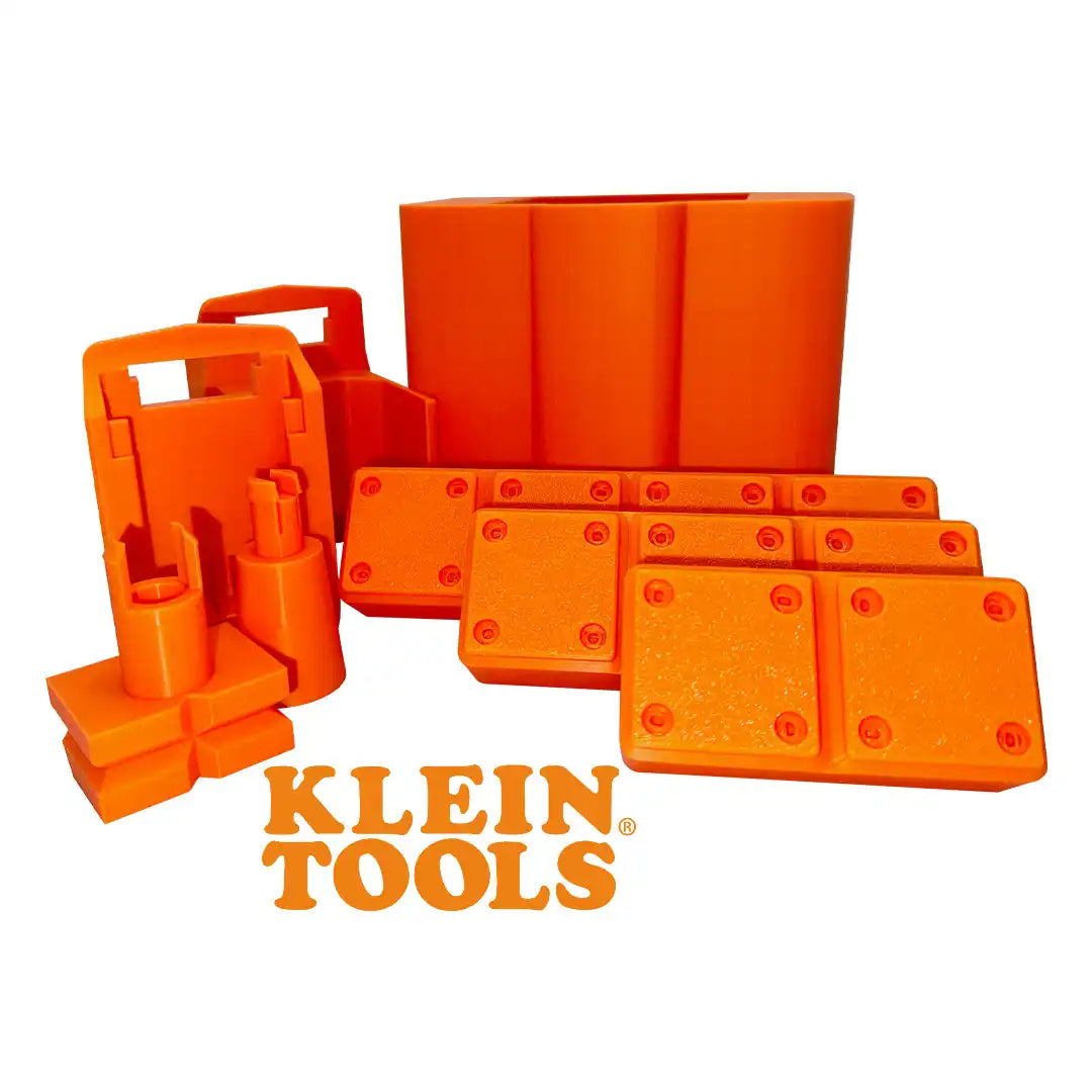 Orange Klein Tools organizer set.