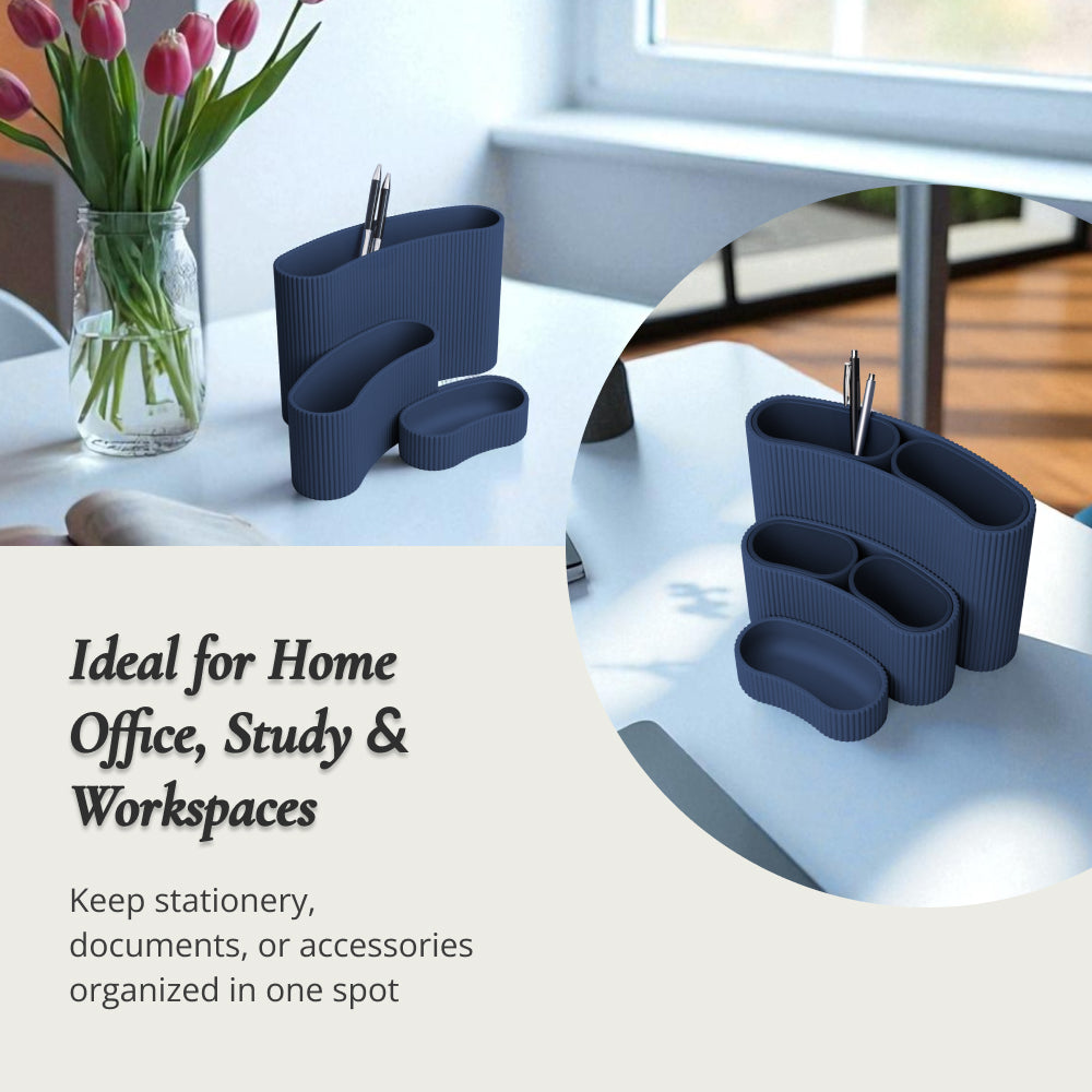 Revolve Desk Organizer – Modular Desktop Storage with 3 Components & 2 Removable Inserts Space-Saving Pen Holder &