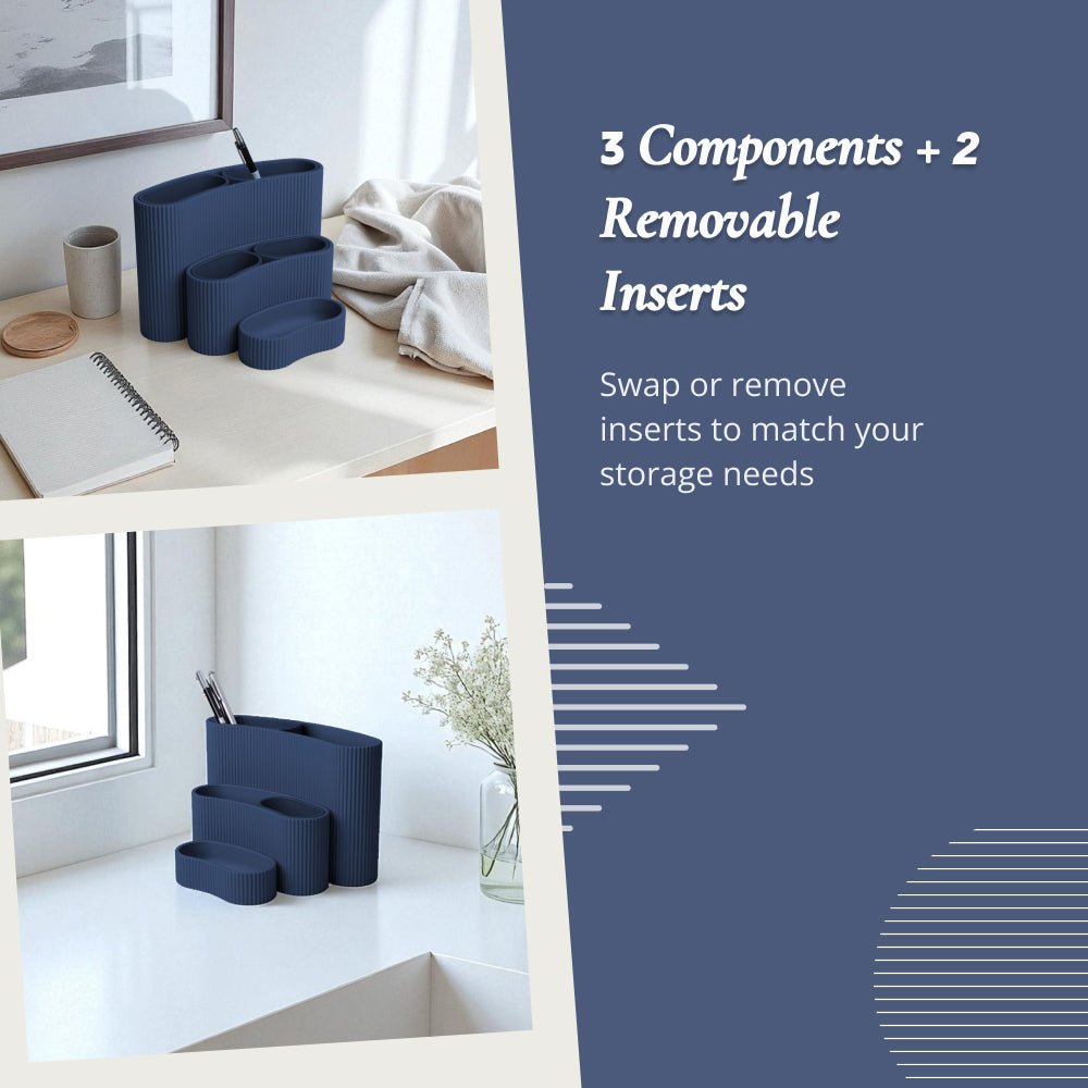 Revolve Desk Organizer – Modular Desktop Storage with 3 Components & 2 Removable Inserts Space-Saving Pen Holder &