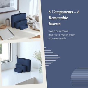 Revolve Desk Organizer – Modular Desktop Storage with 3 Components & 2 Removable Inserts Space-Saving Pen Holder &