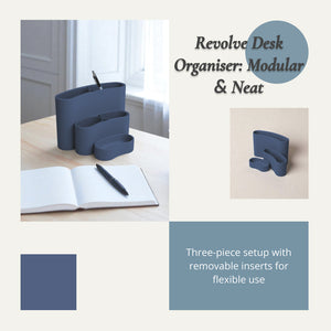 Revolve Desk Organizer – Modular Desktop Storage with 3 Components & 2 Removable Inserts Space-Saving Pen Holder &