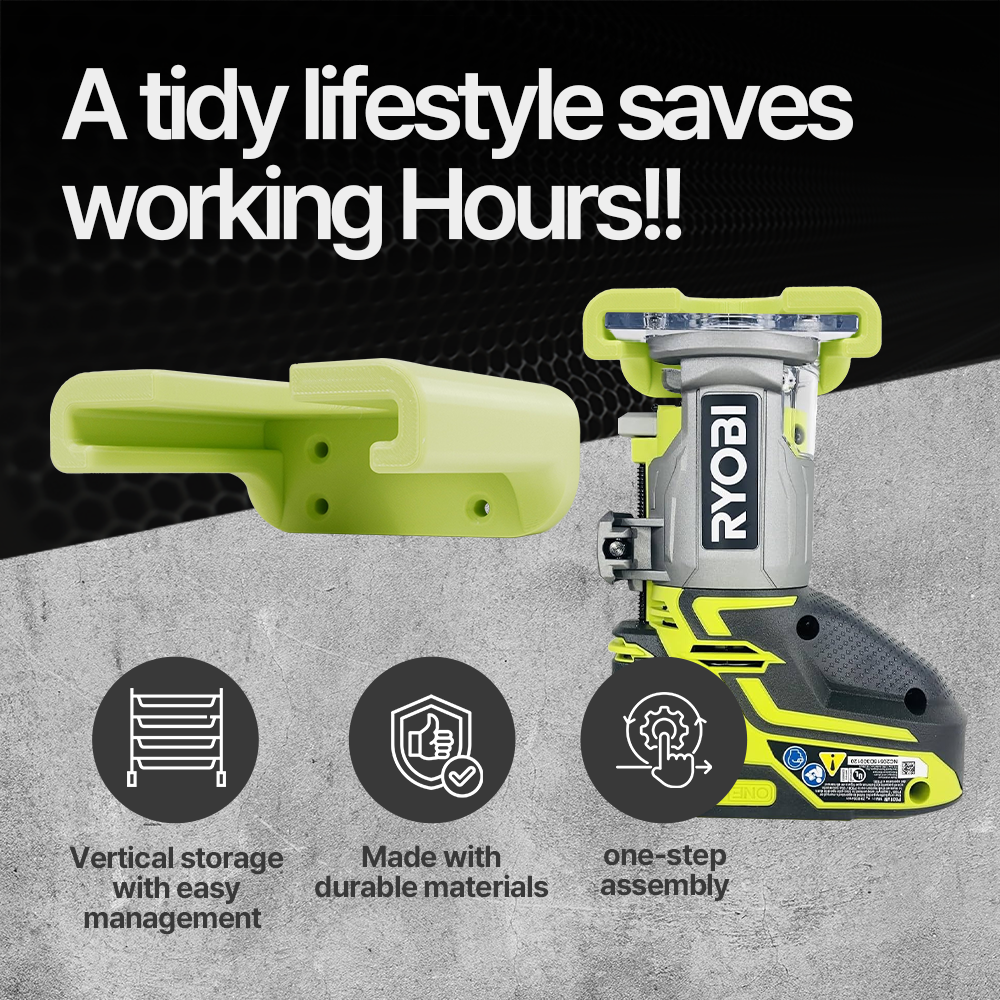 Ryobi Router Mount – Wall or Under-Shelf Holder – Secure Fit – PETG Durable – Easy Install - Power Tool Accessories