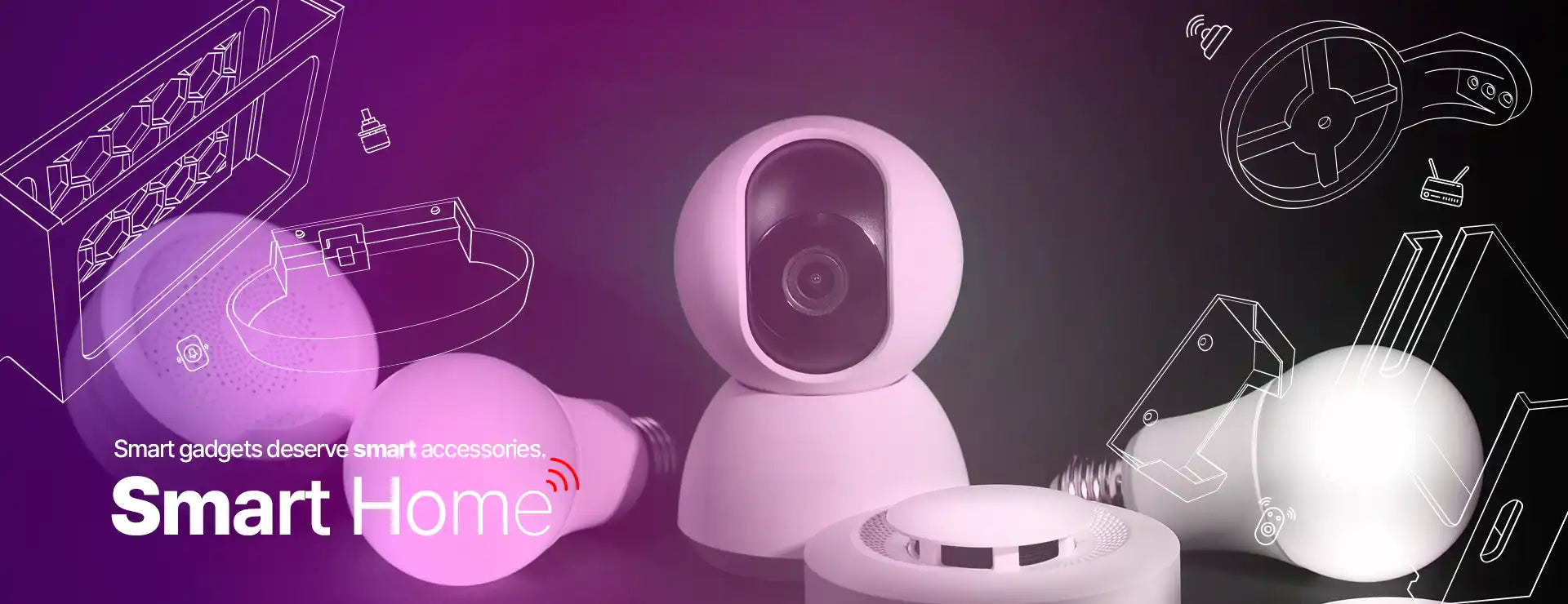 Smart home security and lighting devices.