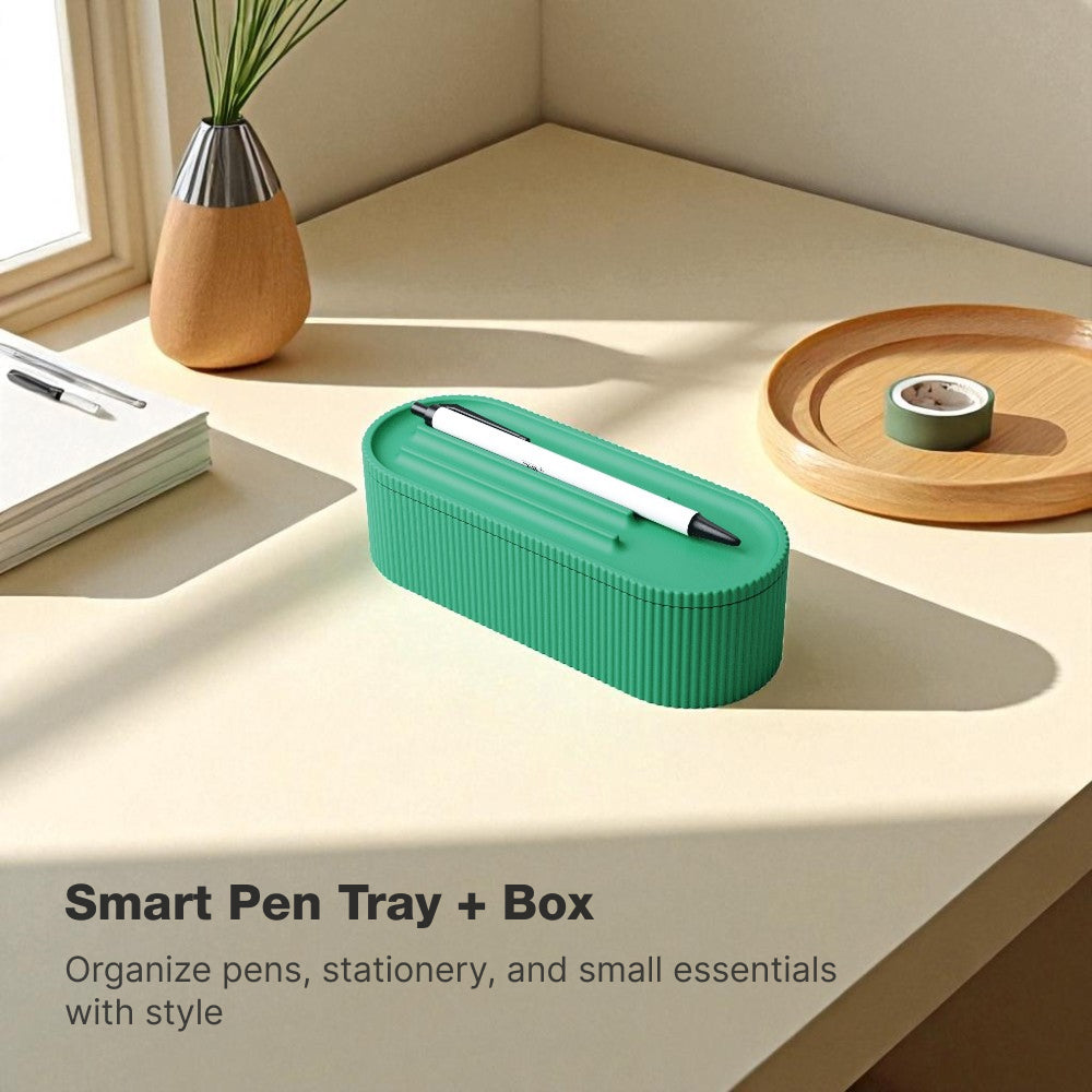Smart Pen Tray + Box – Sky Blue & Bluish Green Eco Friendly PLA Desk Organizer Minimalist Design Furniture