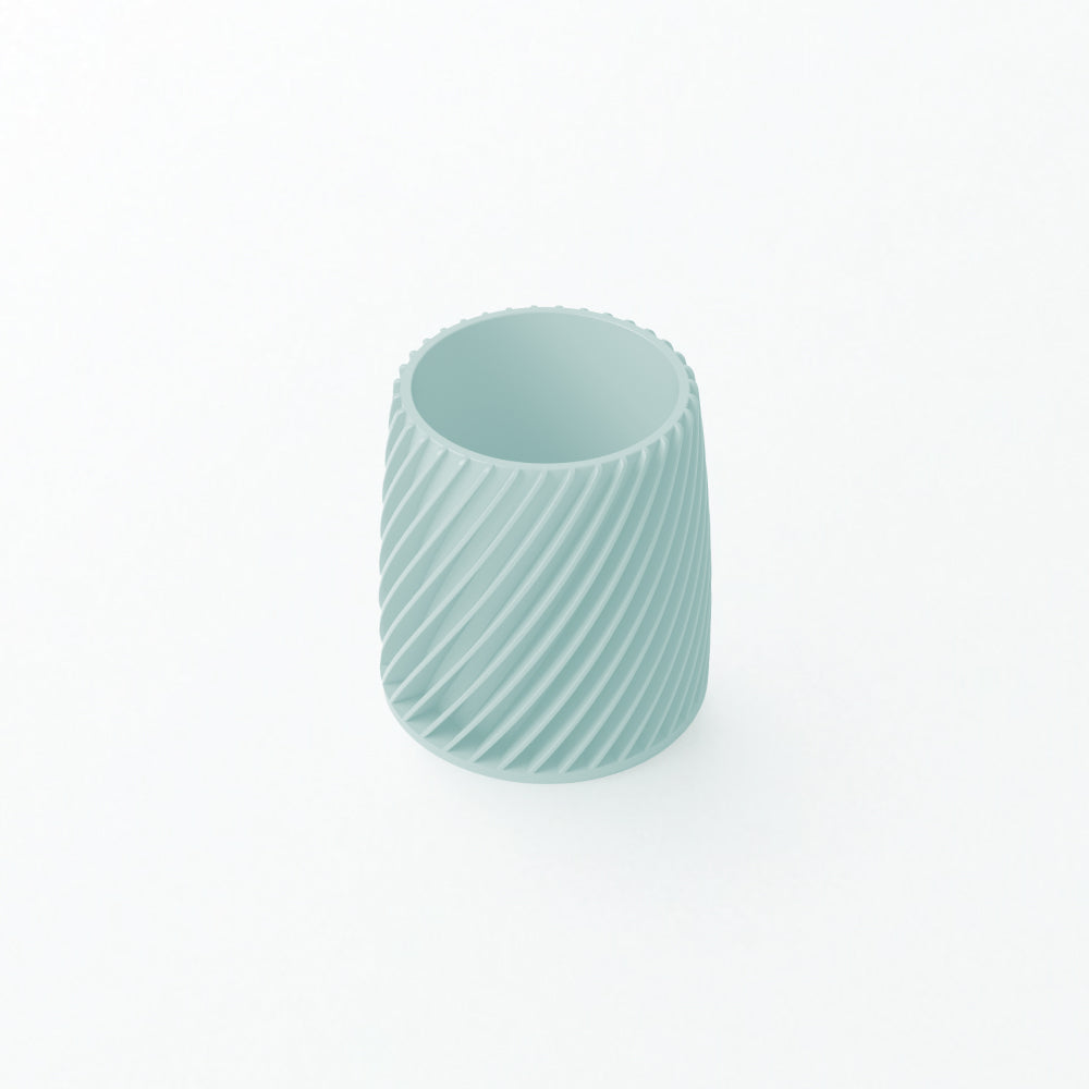 Stylish Fin Textured Pen Holder – Modern Slender Green & Navy PLA Desk Organizer for Workspace Essentials Slender Green