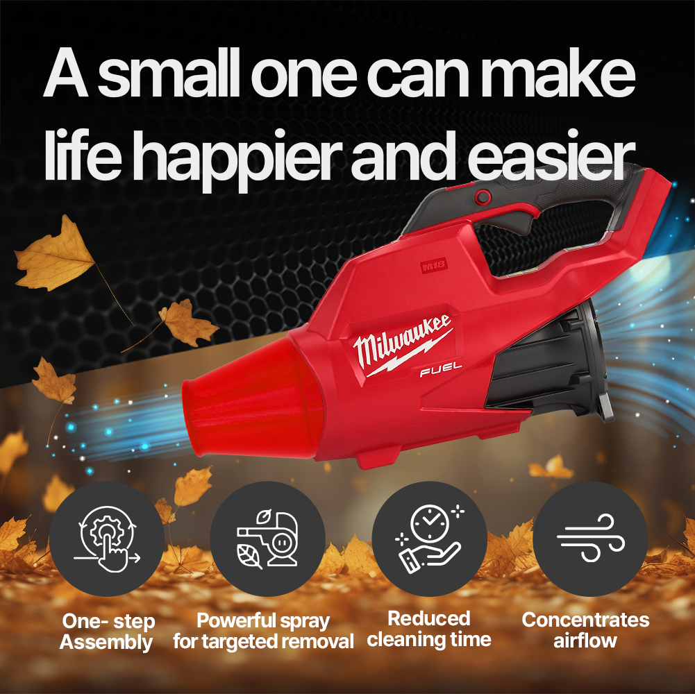 Super Stubby Nozzle for Milwaukee M18 Fuel Blower – High-Velocity Short Airflow Tube for Leaf Blowing Dust Removal &