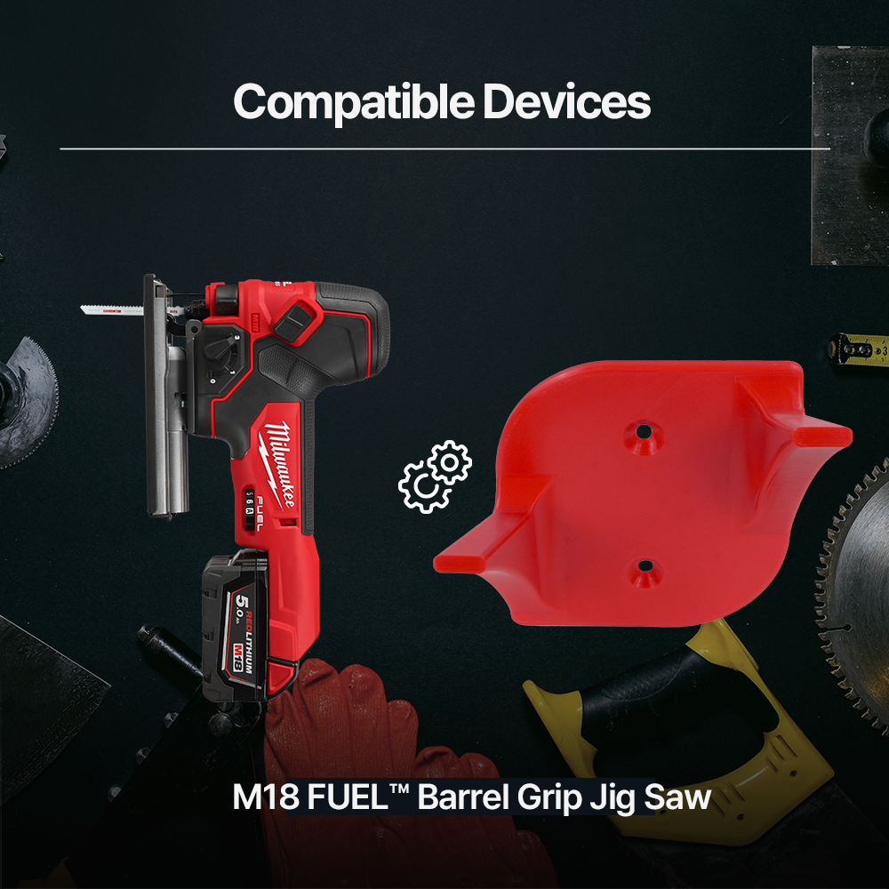 Tool Hanger Hook Compatible with Milwaukee M18 Jig Saw – 80mm Wall Mount – Quick & Easy Setup - 2pack - Power Tool