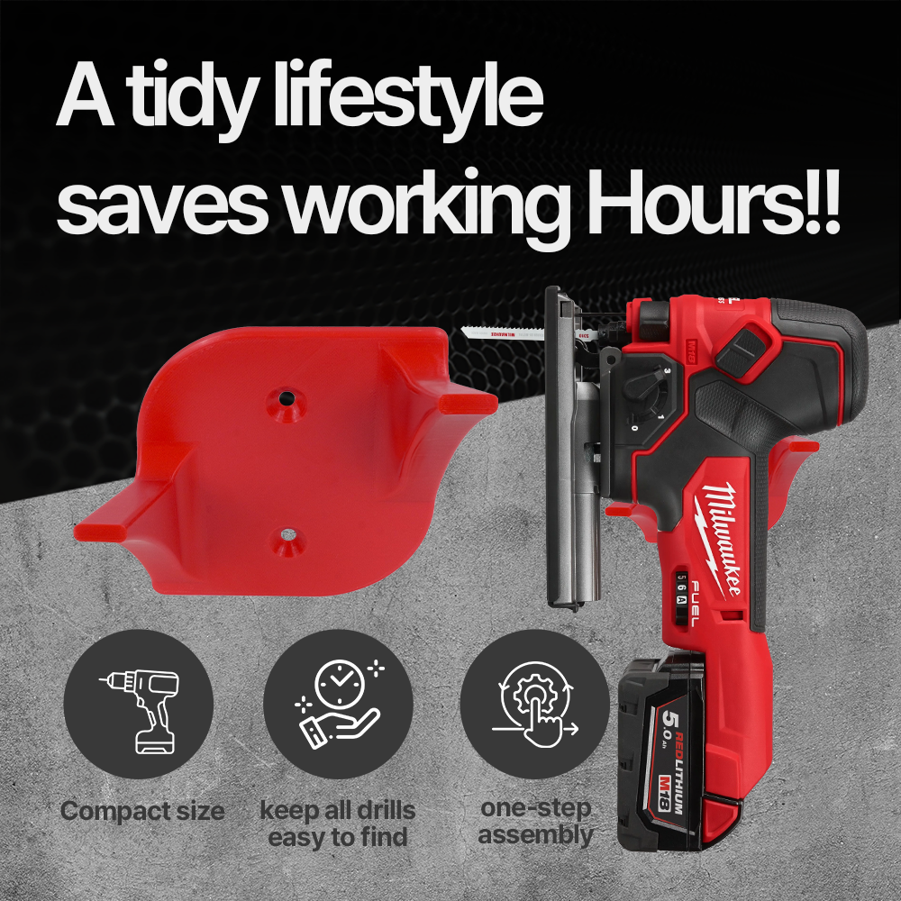 Tool Hanger Hook Compatible with Milwaukee M18 Jig Saw – 80mm Wall Mount – Quick & Easy Setup - 2pack - Power Tool
