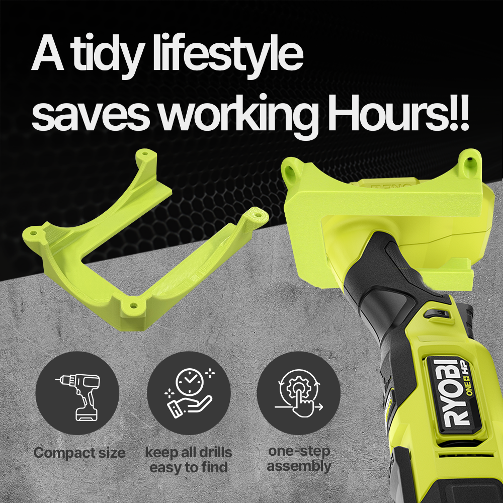 Tool Holder for Ryobi 18V ONE + Tools – Wall Mount Organizer – Secure Fit – PETG Durable - Power Tool Accessories