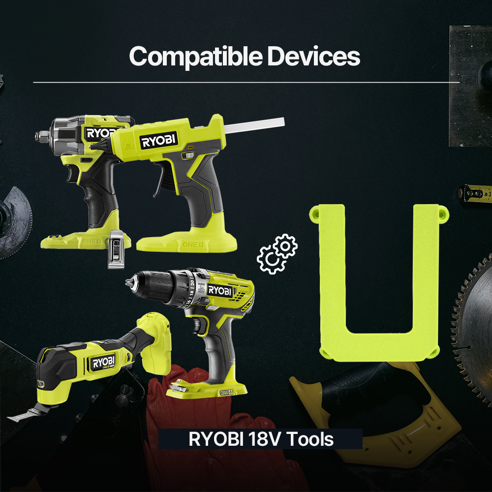 Tool Holder for Ryobi 18V ONE + Tools – Wall Mount Organizer – Secure Fit – PETG Durable - Power Tool Accessories