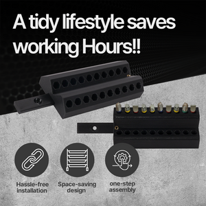 20 pcs Bit set wall mount holder – 20 pcs Bit Set Wall-Mount Holder – Efficiently stores and organizes bit sets saving