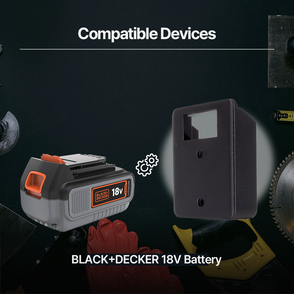 Wall Mount Battery Holder Compatible with Black & Decker 18V PowerConnect – PETG Durable – Easy to Install – Compact