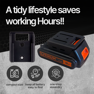 Wall Mount Battery Holder Compatible with Black & Decker 18V PowerConnect – PETG Durable – Easy to Install – Compact