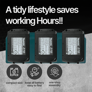 Wall Mount Battery Holder for Makita 18V – 3-Slot Rack for Large Batteries – PETG Durable – Easy Install - Power Tool