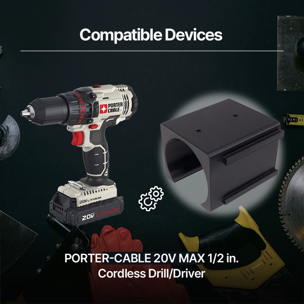 Wall Mount Holder Compatible with Porter Cable 20V Cordless Drill – Compact Tool Organizer – PETG Construction – Easy
